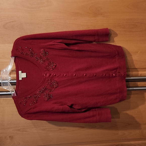 Lucky beaded red sweater Size L - Picture 1 of 7